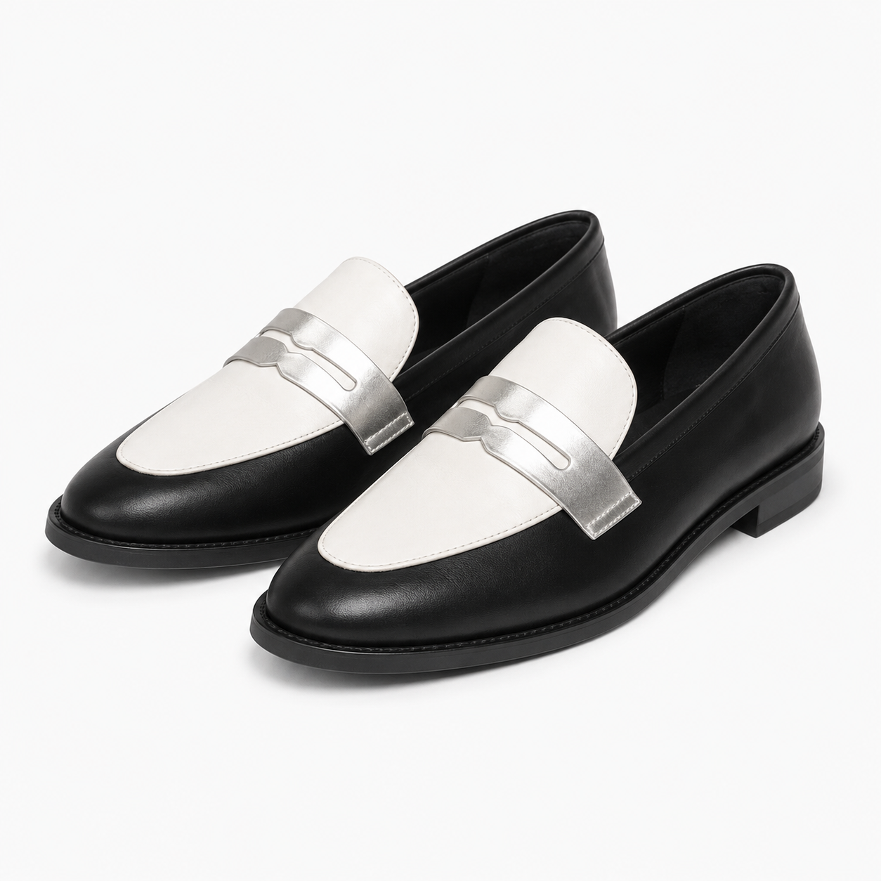 Two-Tone Buckle Loafers for Women