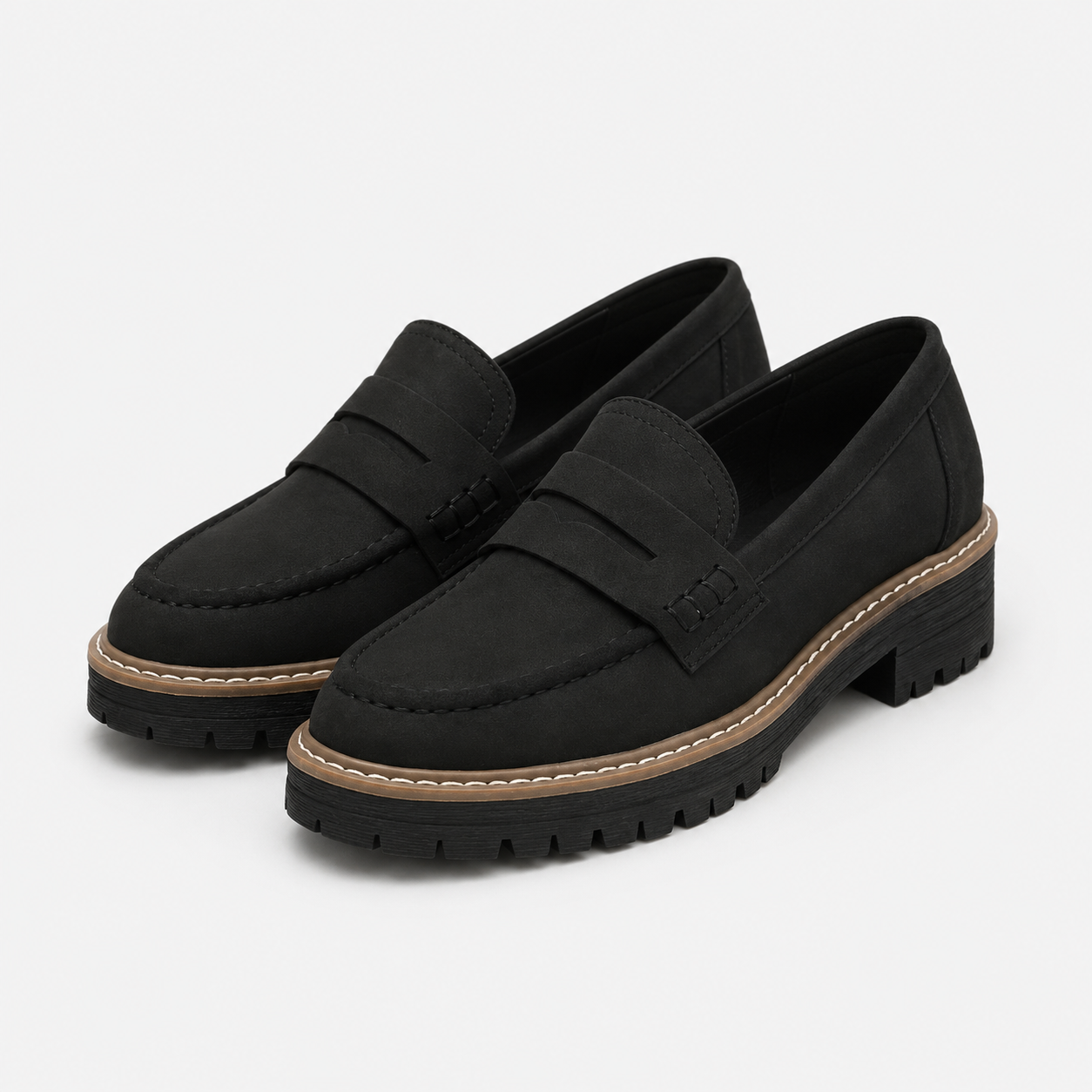 Black Suede Penny Loafers