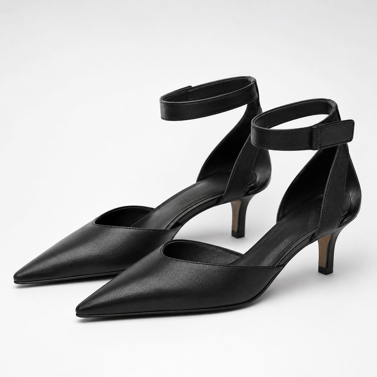 Black Pointed-Toe Slingback Pumps
