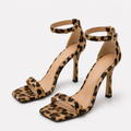 Leopard Print Ankle-Strap Heels