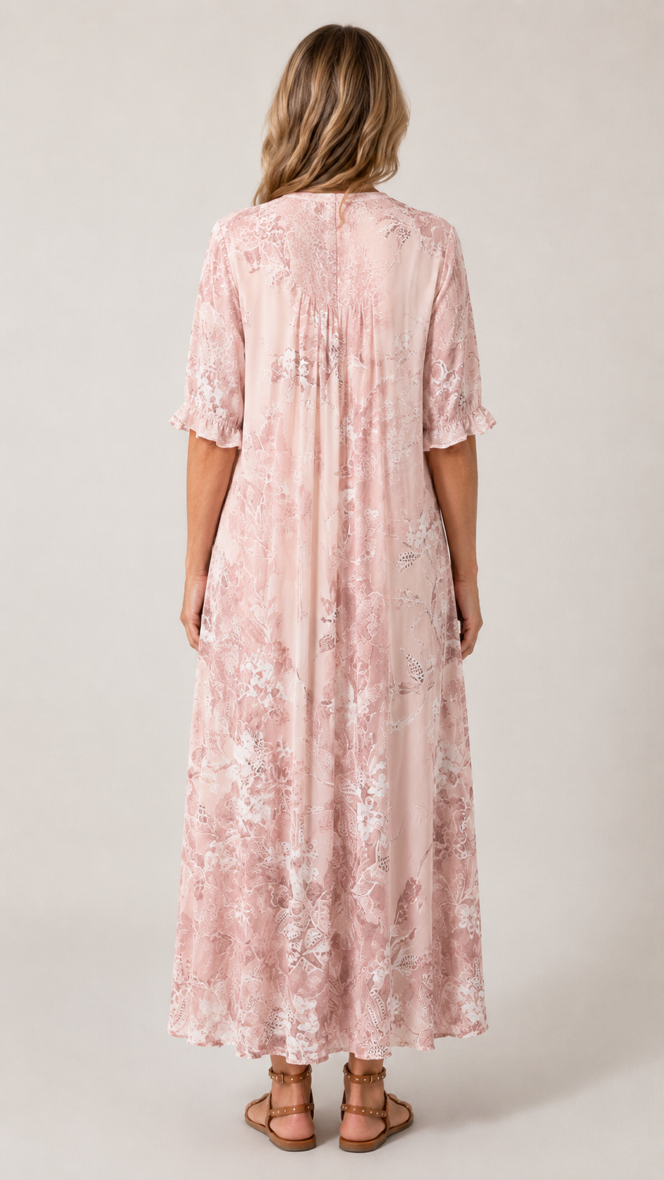Floral V-Neck Maxi Dress with Tassel Tie