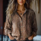 Effortless Floral Blouses for Women with Button Up Collar Long Sleeve Relaxed Boho Style