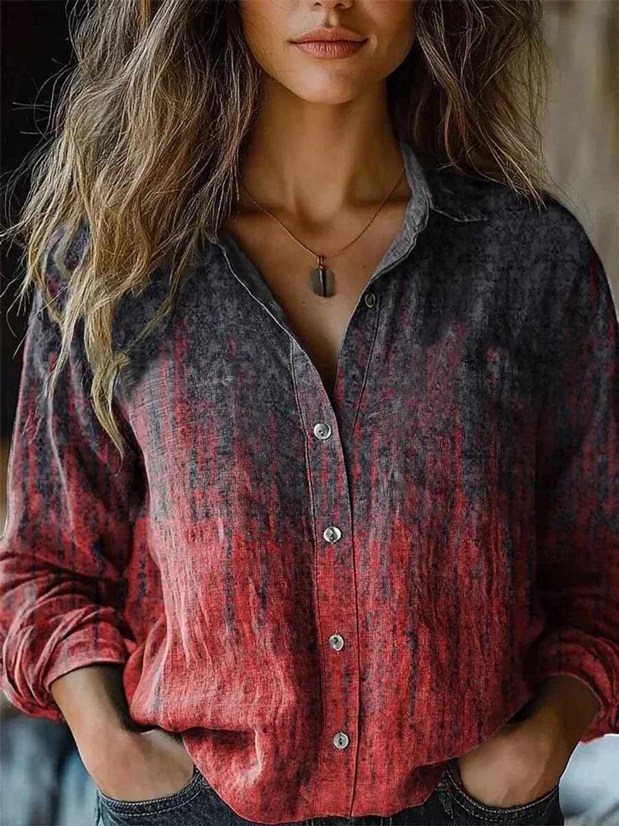 Effortless Floral Blouses for Women with Button Up Collar Long Sleeve Relaxed Boho Style