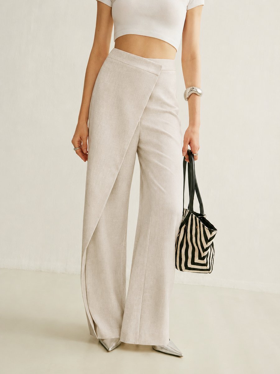 Effortless Linen Wide Leg Pants for Women with High Waist Flowing Relaxed Casual Style