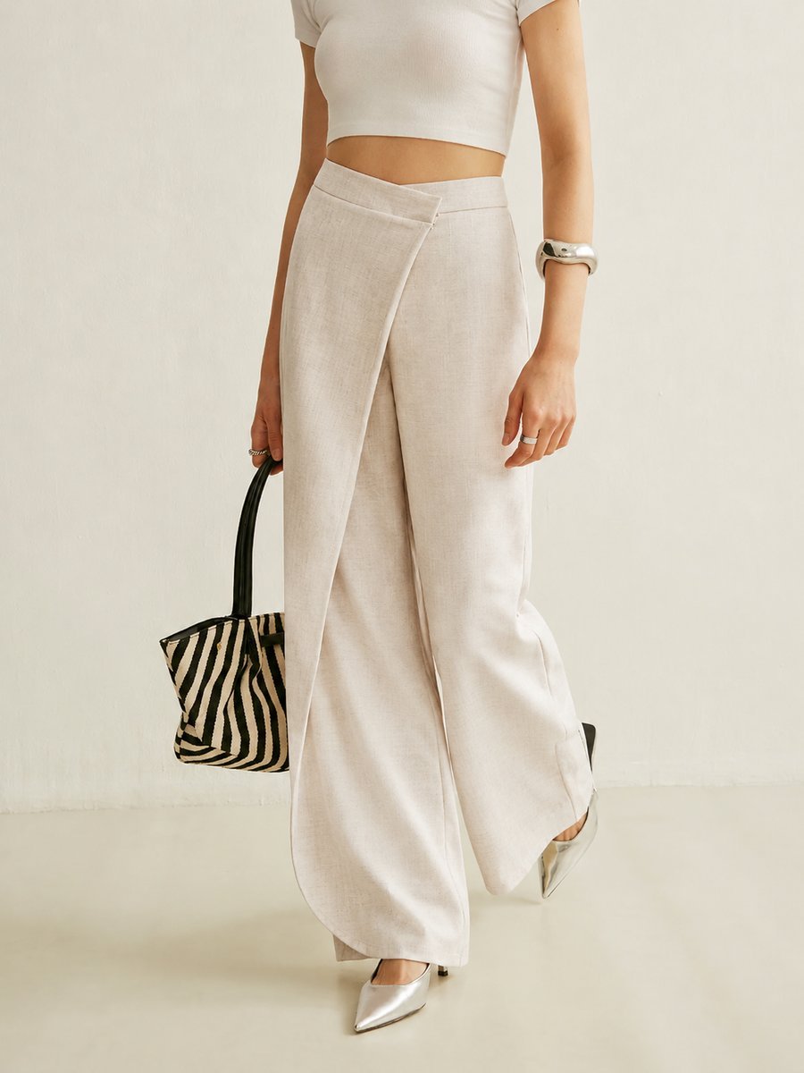 Effortless Linen Wide Leg Pants for Women with High Waist Flowing Relaxed Casual Style