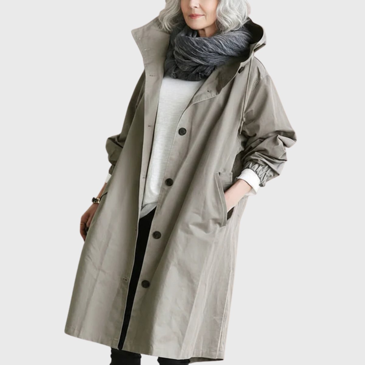 Effortless Hooded Coat for Women with Button Front Long Sleeve Relaxed Oversized Fall Style