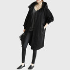 Effortless Hooded Coat for Women with Button Front Long Sleeve Relaxed Oversized Fall Style