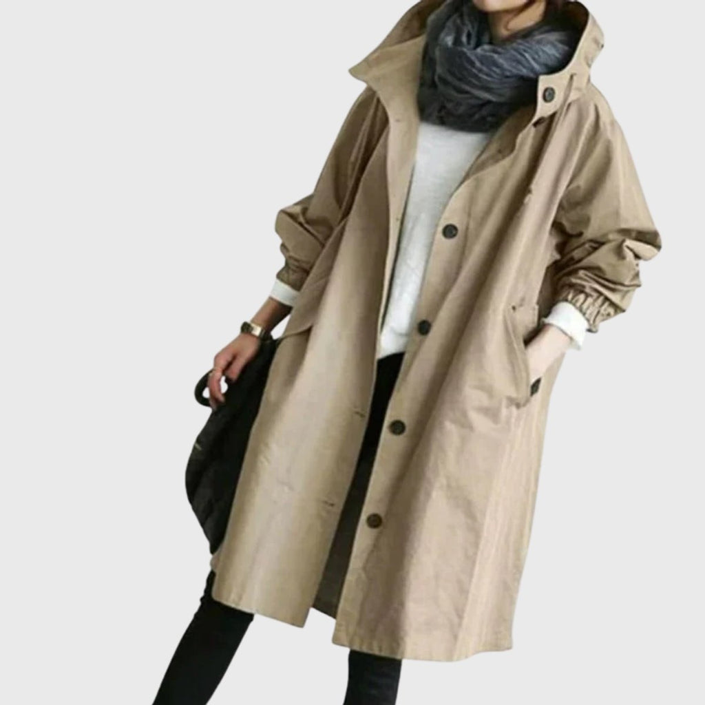 Effortless Hooded Coat for Women with Button Front Long Sleeve Relaxed Oversized Fall Style