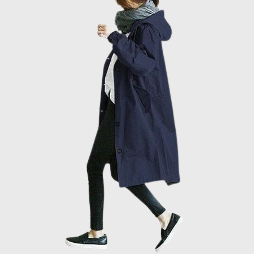 Effortless Hooded Coat for Women with Button Front Long Sleeve Relaxed Oversized Fall Style