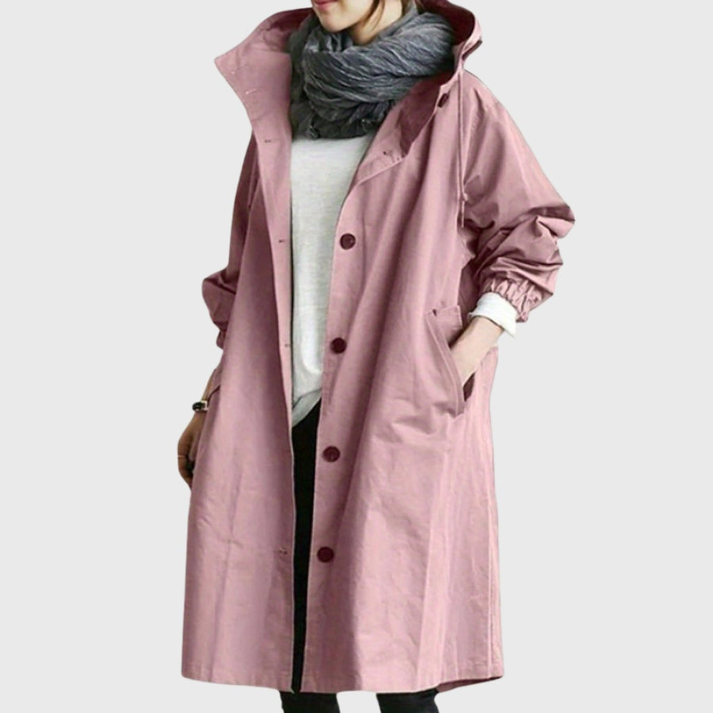 Effortless Hooded Coat for Women with Button Front Long Sleeve Relaxed Oversized Fall Style