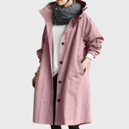 Effortless Hooded Coat for Women with Button Front Long Sleeve Relaxed Oversized Fall Style