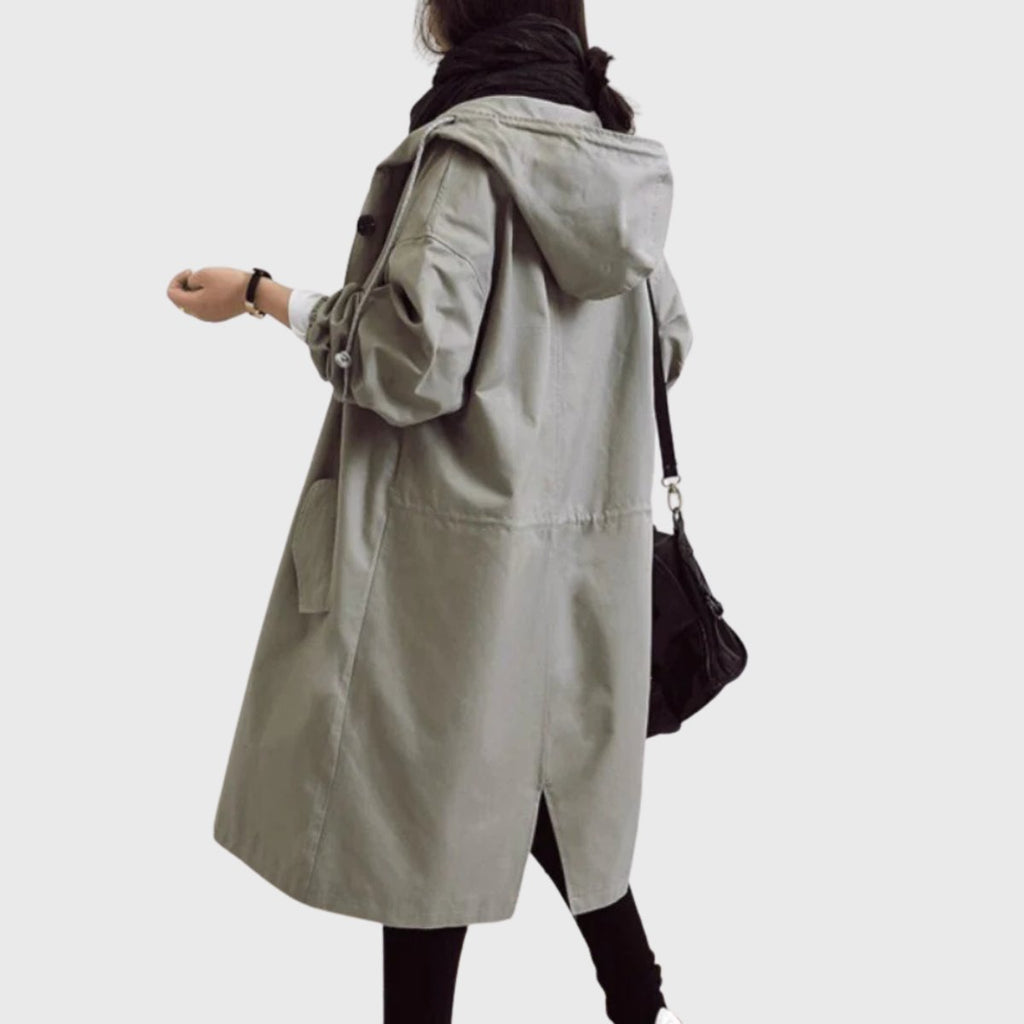 Effortless Hooded Coat for Women with Button Front Long Sleeve Relaxed Oversized Fall Style