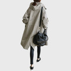 Effortless Hooded Coat for Women with Button Front Long Sleeve Relaxed Oversized Fall Style