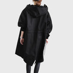 Effortless Hooded Coat for Women with Button Front Long Sleeve Relaxed Oversized Fall Style