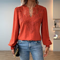 Effortless Lace Blouses for Women with V Neck Long Sleeve Relaxed Boho Style