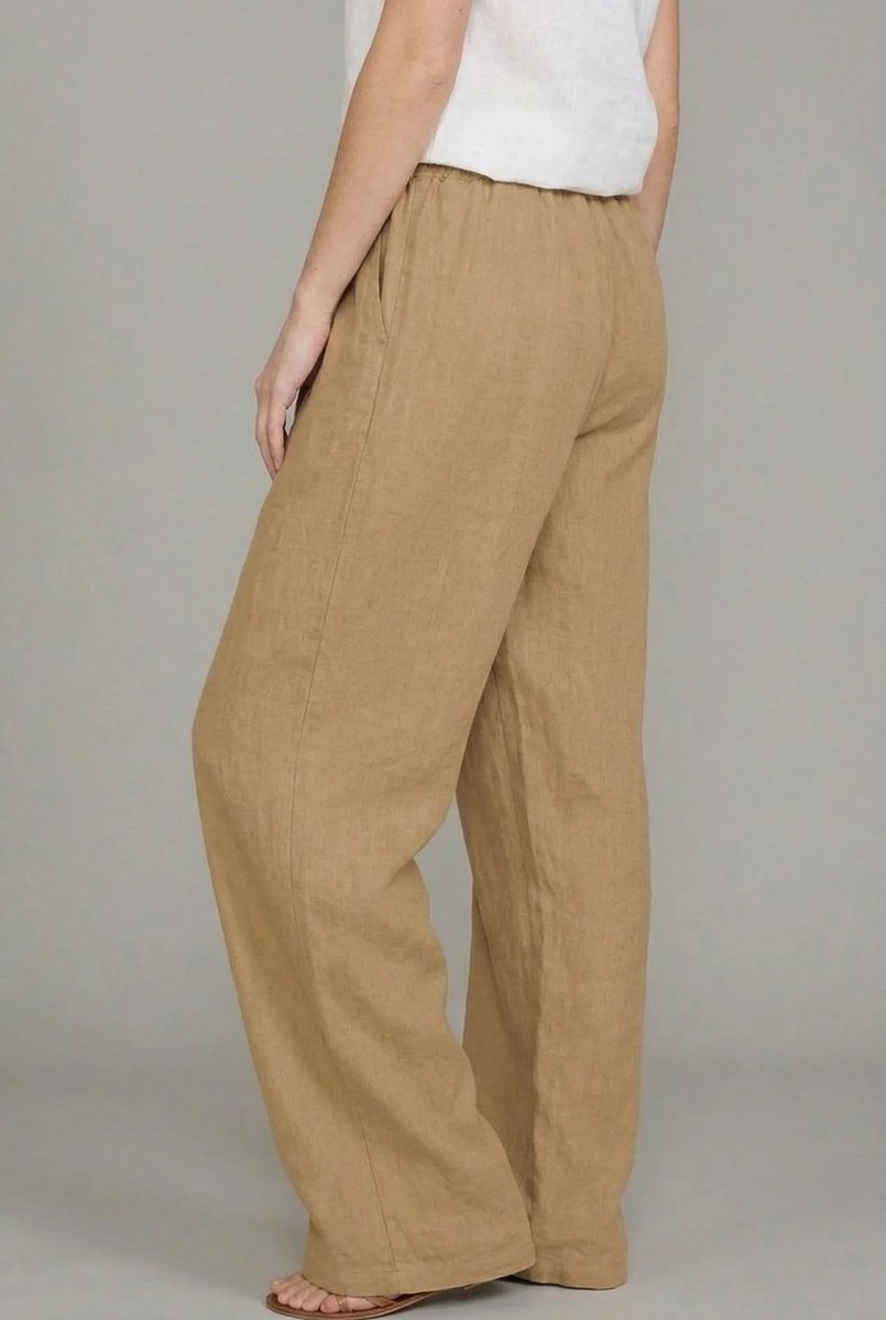 Effortless Linen Wide Leg Pants for Women with High Waist Drawstring Flowing Relaxed Casual Style