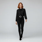 Elegant Bow Tie Neck Blouses for Women with Long Sleeve Button Up Business Casual Style