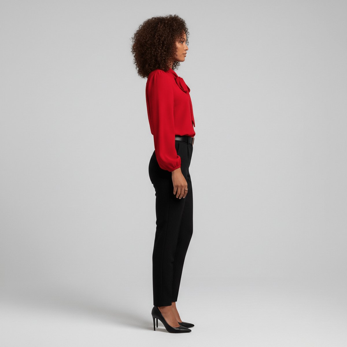 Elegant Bow Tie Neck Blouses for Women with Long Sleeve Button Up Business Casual Style