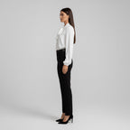 Elegant Bow Tie Neck Blouses for Women with Long Sleeve Button Up Business Casual Style