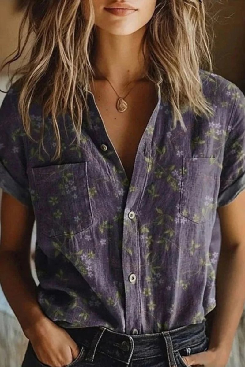 Effortless Tie Dye Blouses for Women with Button Up Collar Short Sleeve Relaxed Casual Style