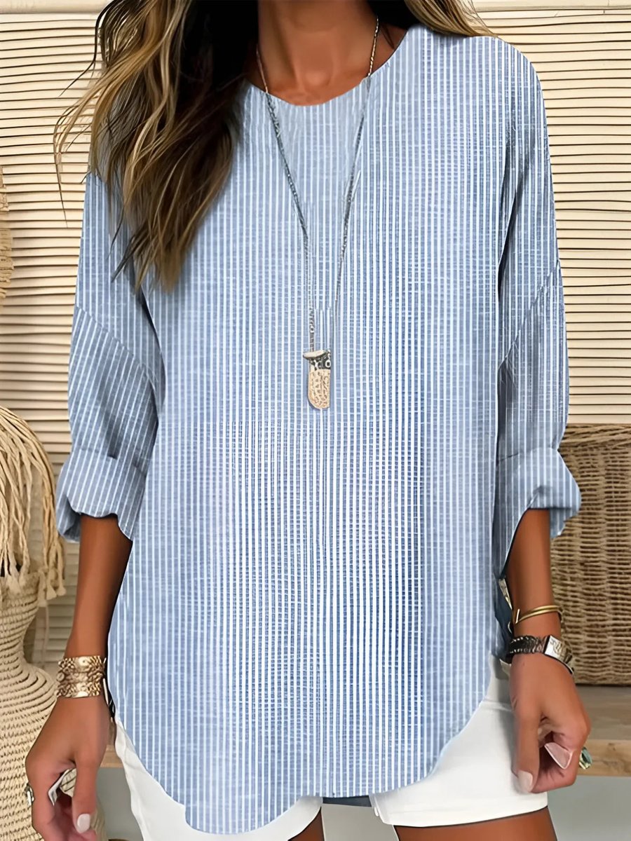 Effortless Tunic Blouses for Women with Round Neck Long Sleeve Relaxed Flowy Casual Style
