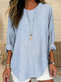 Effortless Tunic Blouses for Women with Round Neck Long Sleeve Relaxed Flowy Casual Style