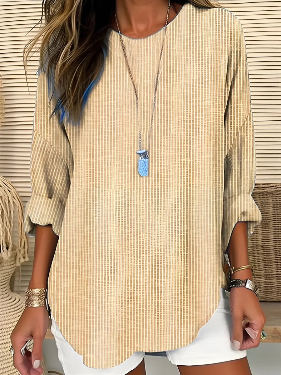 Effortless Tunic Blouses for Women with Round Neck Long Sleeve Relaxed Flowy Casual Style