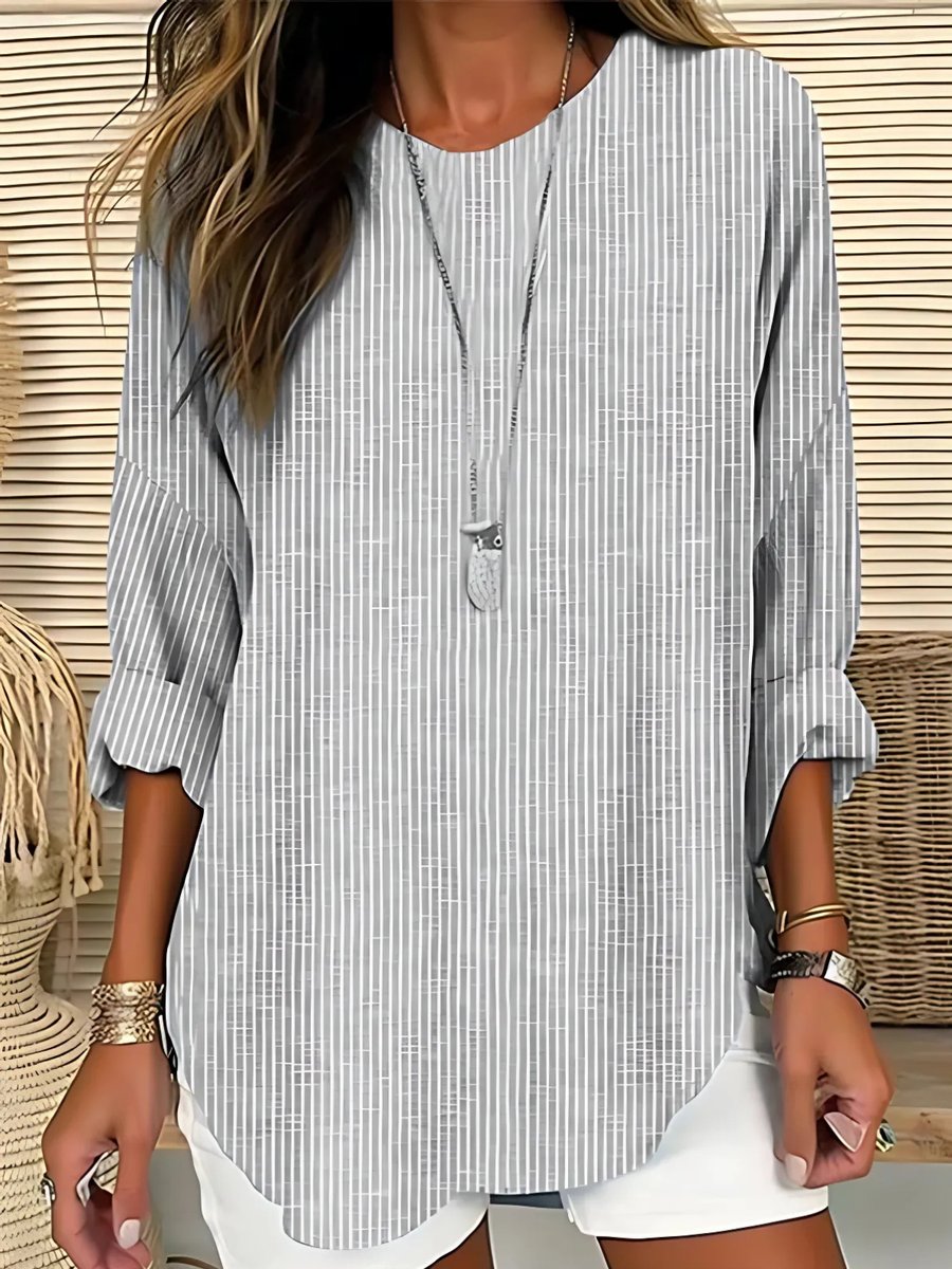 Effortless Tunic Blouses for Women with Round Neck Long Sleeve Relaxed Flowy Casual Style