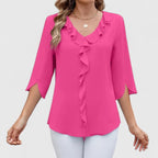 Effortless Ruffle Blouses for Women with V Neck Half Sleeve Relaxed Flowy Casual Style