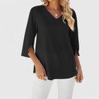 Effortless Ruffle Blouses for Women with V Neck Half Sleeve Relaxed Flowy Casual Style
