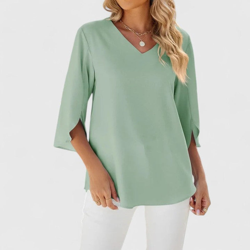 Effortless Ruffle Blouses for Women with V Neck Half Sleeve Relaxed Flowy Casual Style