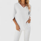 Effortless Ruffle Blouses for Women with V Neck Half Sleeve Relaxed Flowy Casual Style