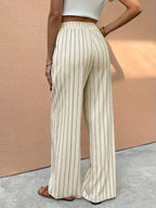 Effortless Striped Wide Leg Pants for Women with High Waist Flowing Relaxed Casual Style